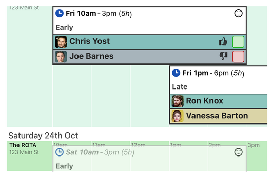 Copying a shift to another day