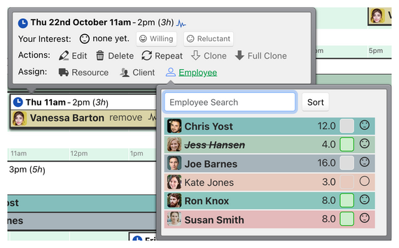 Choosing who works a shift
